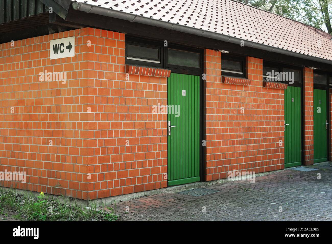 WC public toilet restroom building or outhouse Stock Photo