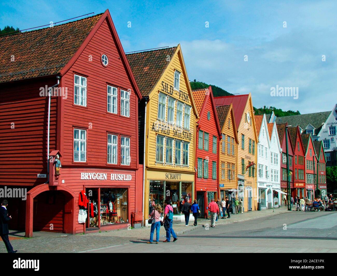Norwegen, Altstadt von Bergen, Holzhäuser, Stock Photo