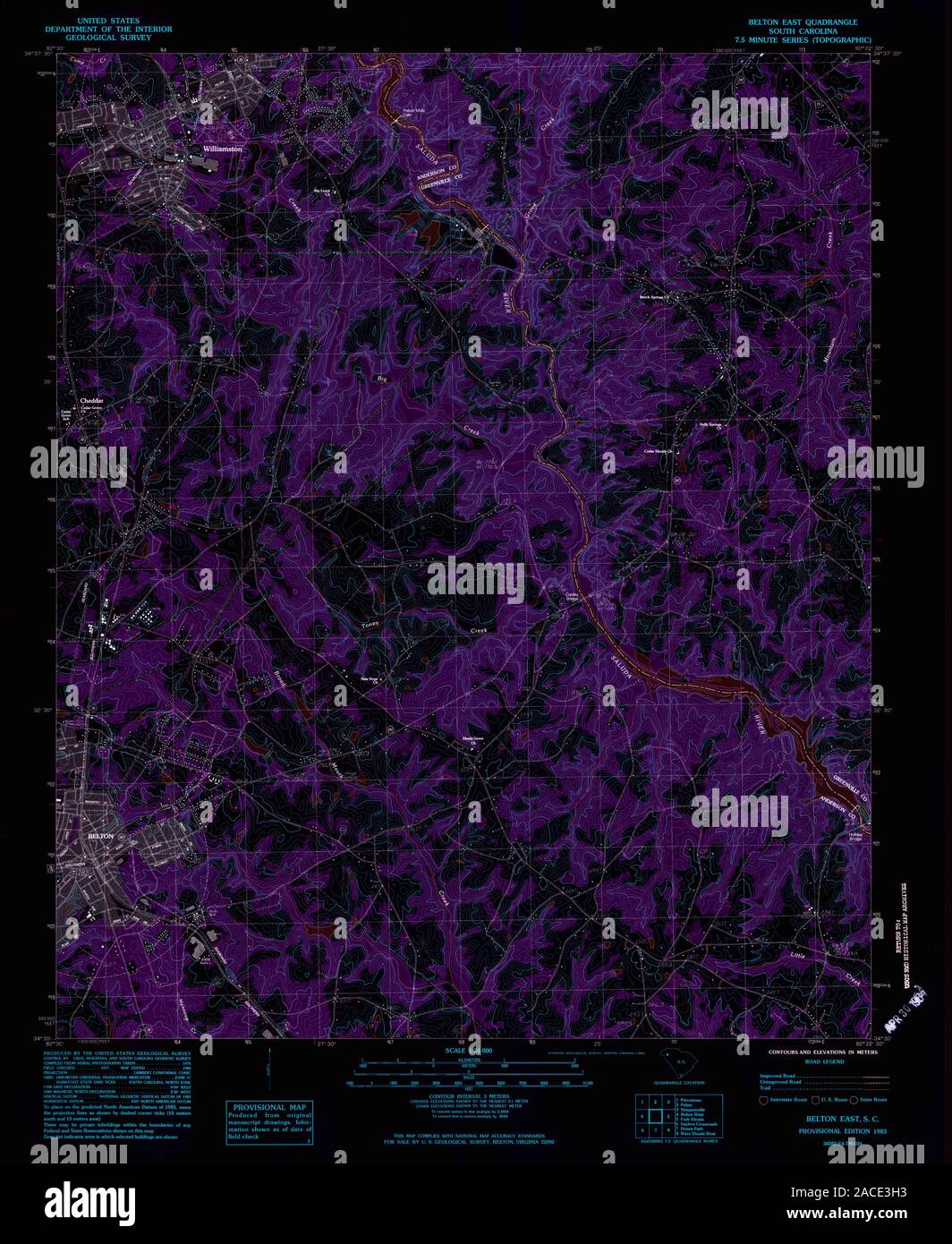 USGS TOPO Map South Carolina SC Belton East 260742 1983 24000 Inverted