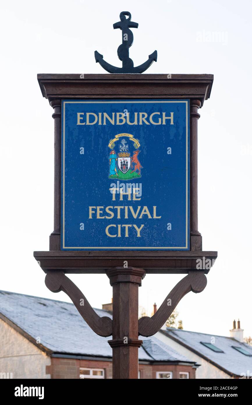 Edinburgh The Festival City road sign, Eastfield, Edinburgh, Scotland, UK Stock Photo Alamy