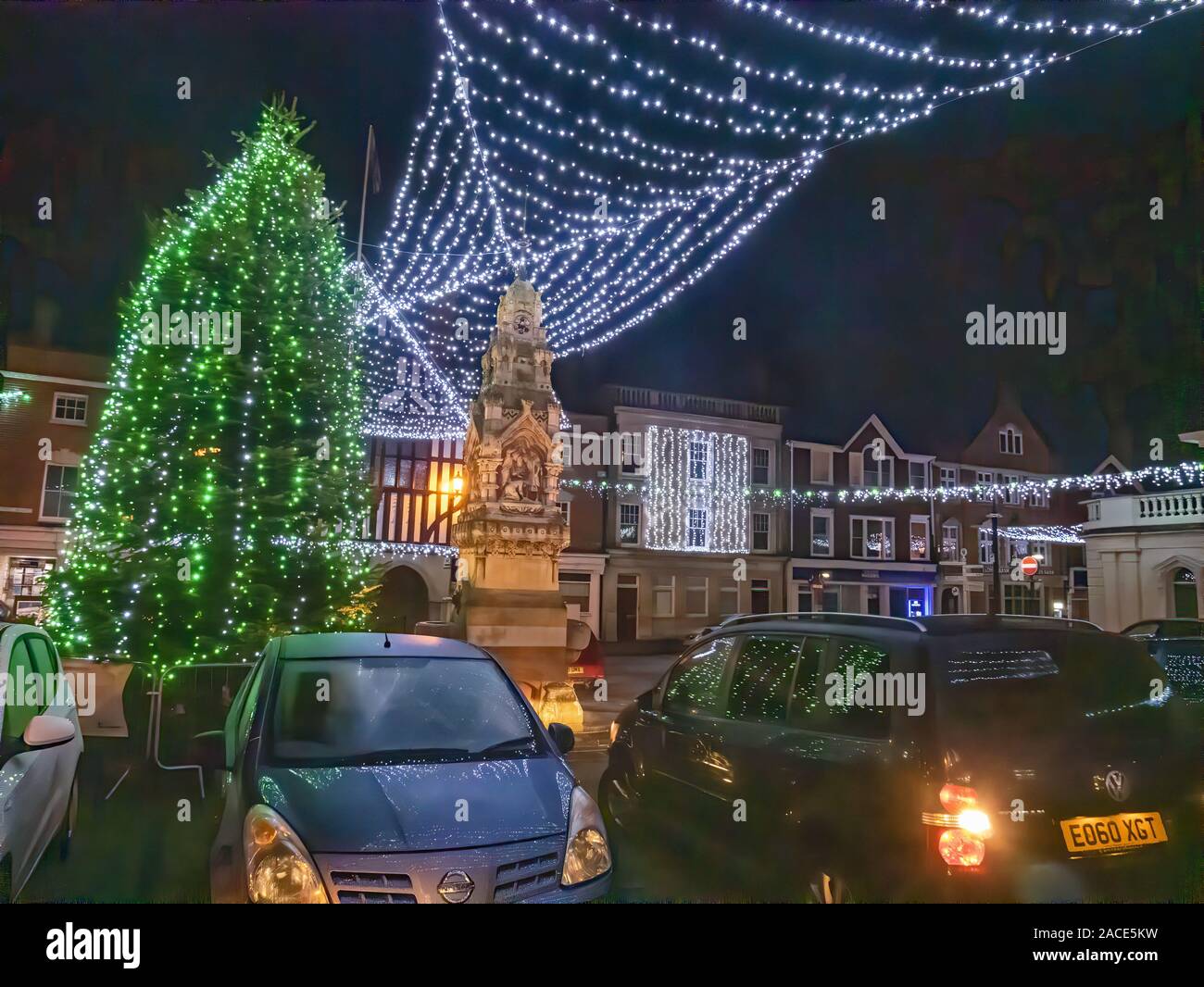 Christmas lights in Saffron Walden Essex Stock Photo Alamy