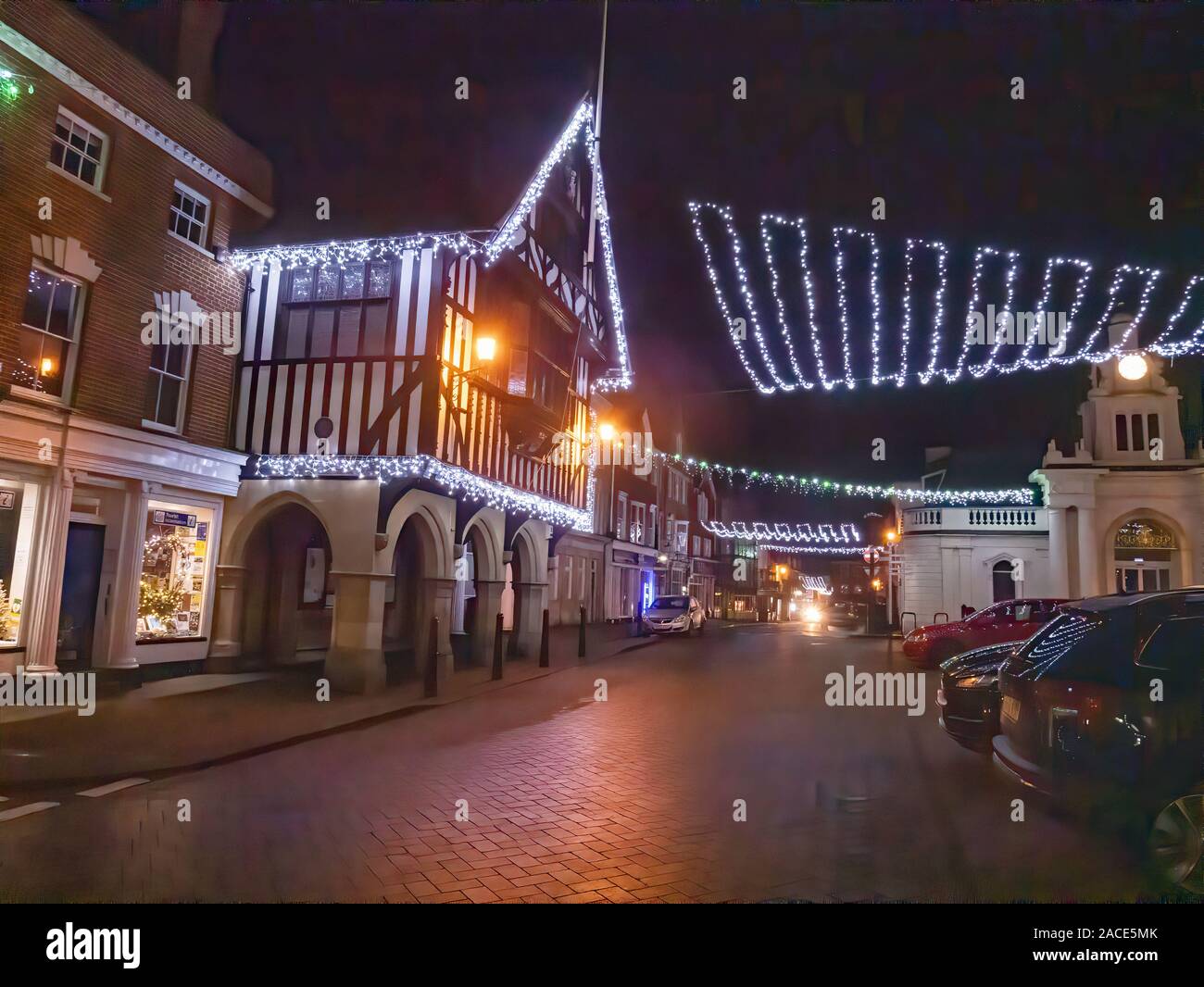 Christmas lights in Saffron Walden Essex Stock Photo Alamy