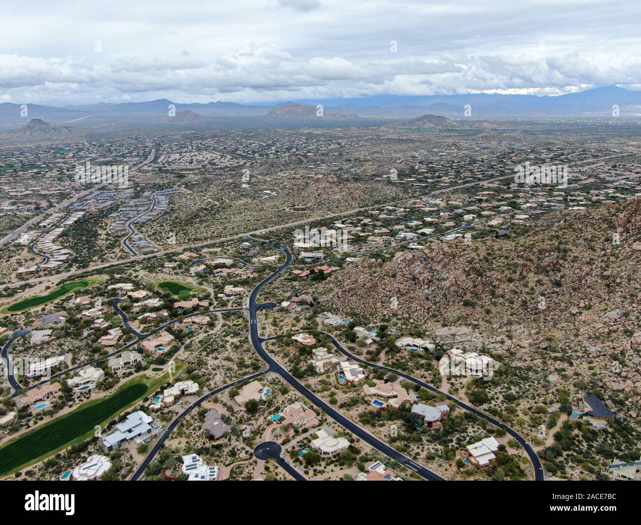 Picture Idea: Aerial View Above Golf Course And Upscale Luxury Homes In