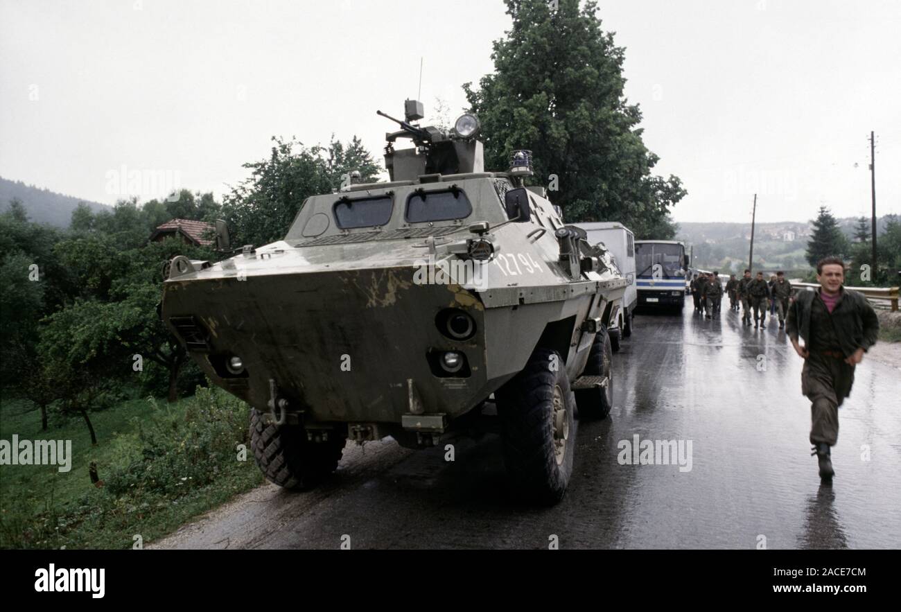 11th August 1993 During the war in Bosnia: Bosnian-Serb forces north of Pale after pulling back from Mounts Igman and Bjelasnica. Stock Photo