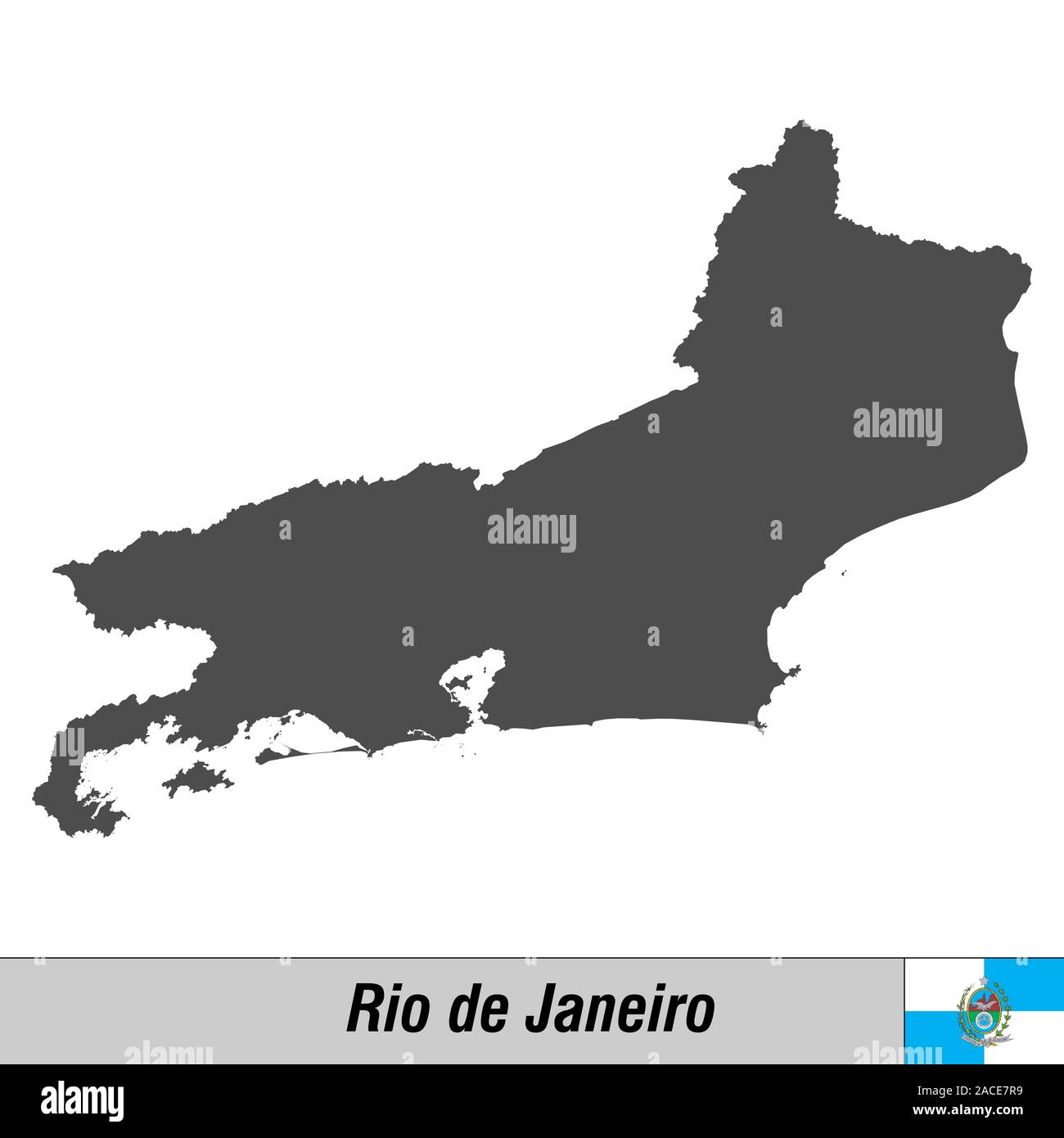 High quality map with flag state of Brazil - Rio de Janeiro Stock ...