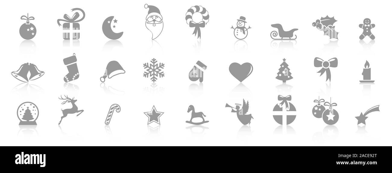 collection of different abstract icons with reflections for christmas and winter time concepts Stock Vector