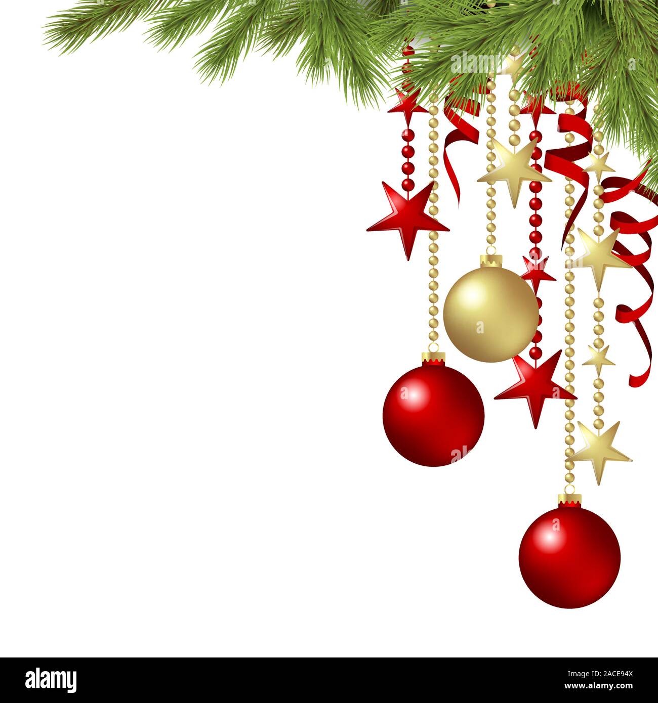 Christmas background with gold streamers and star Vector Image