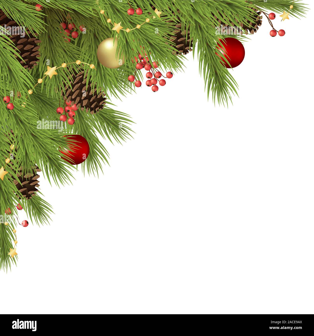 EPS 10 vector background concept with decorated green fir branches and ...