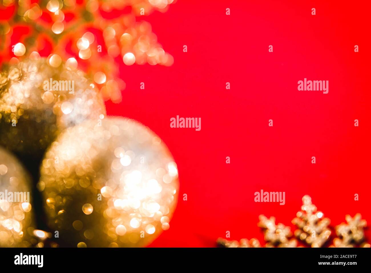 Blurred defocused red Christmas and New Year's background with golden ...