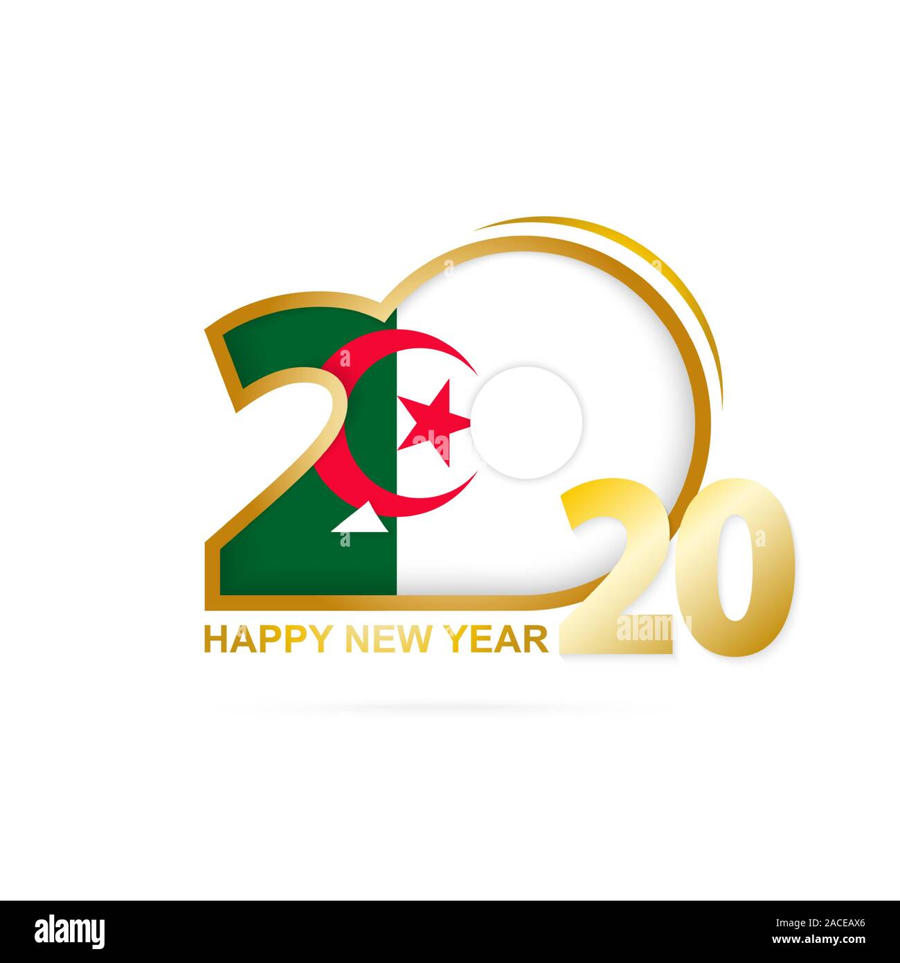 Year 2020 with Algeria Flag pattern. Happy New Year Design. Vector Illustration. Stock Vector
