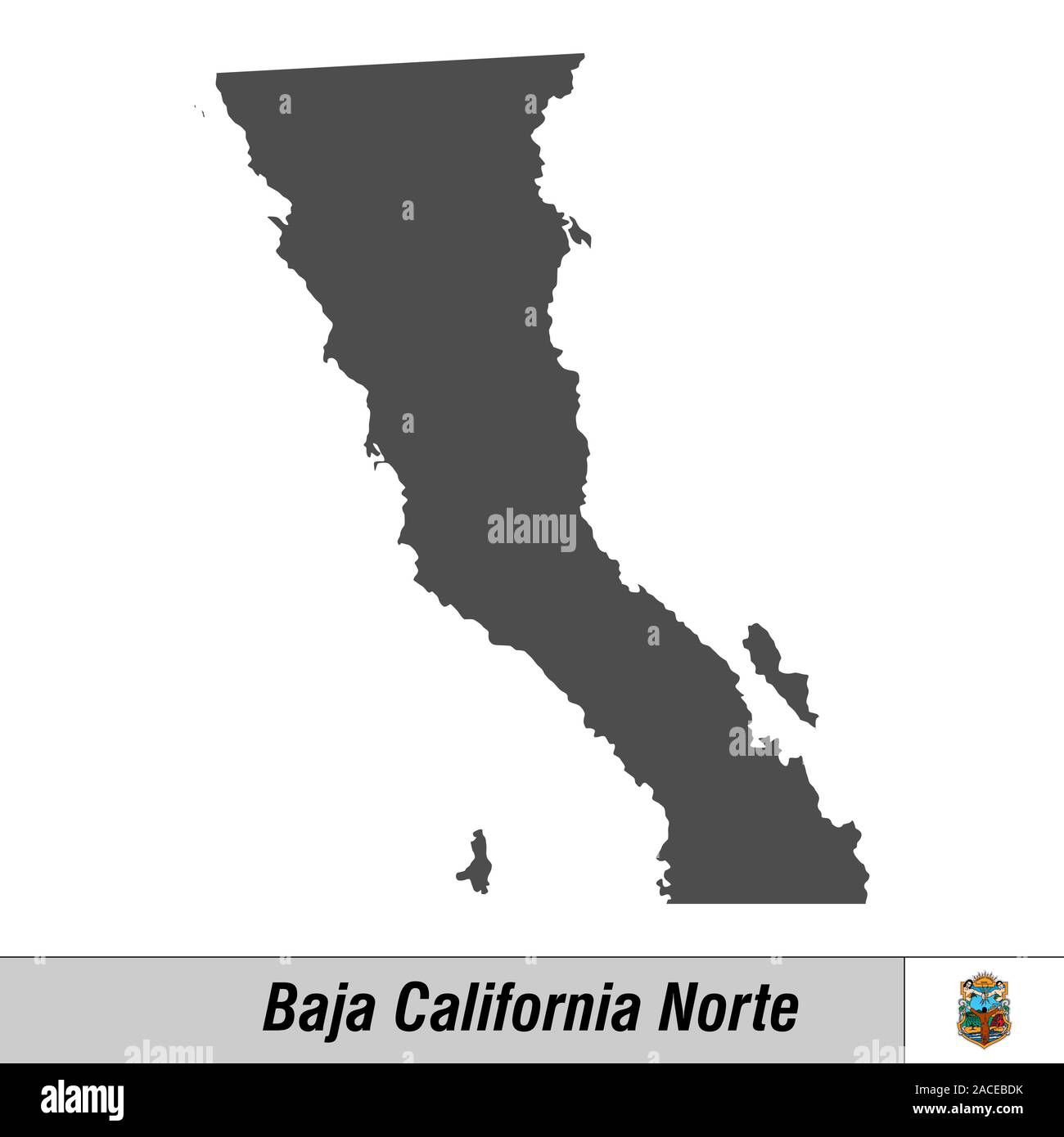 High quality map with flag state of Mexico - Baja California Norte Stock Vector