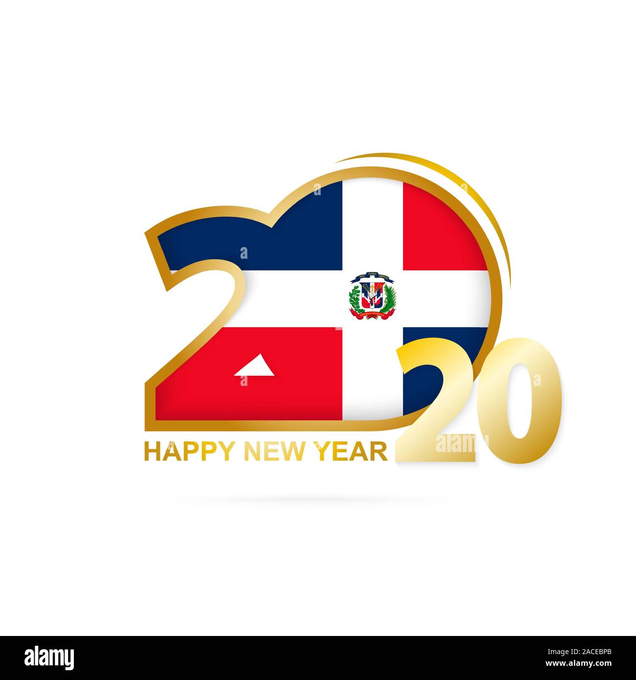 Year 2020 with Dominican Republic Flag pattern. Happy New Year Design