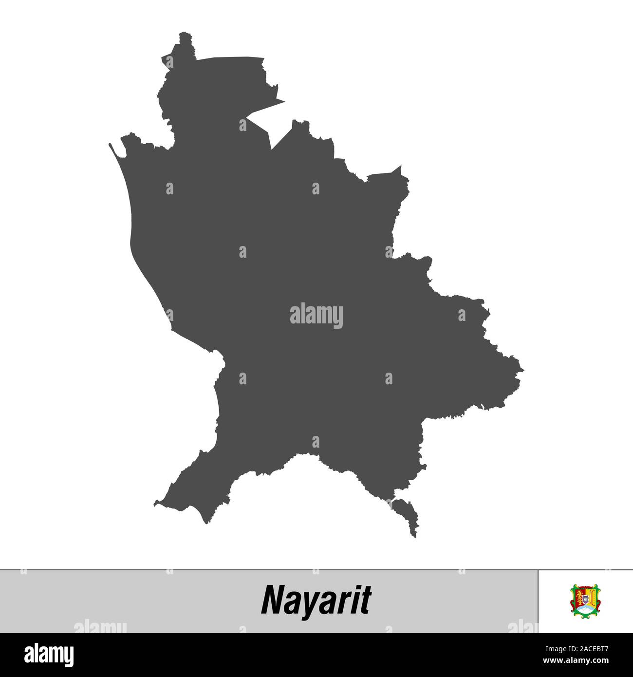 High quality map with flag state of Mexico Nayarit Stock Vector Image