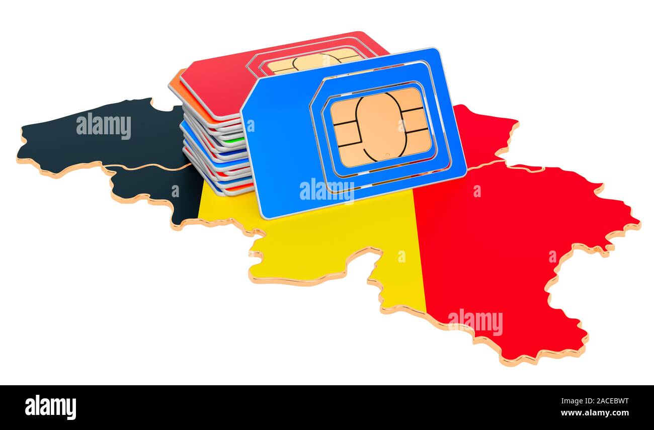 Sim cards on the Belgian map. Mobile communications, roaming in Belgium