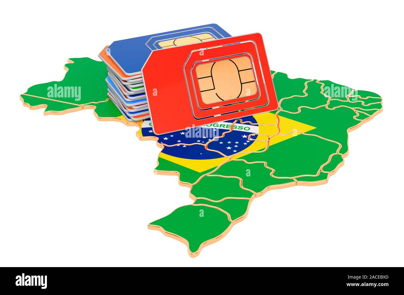 Sim cards on the Brazilian map. Mobile communications, roaming in