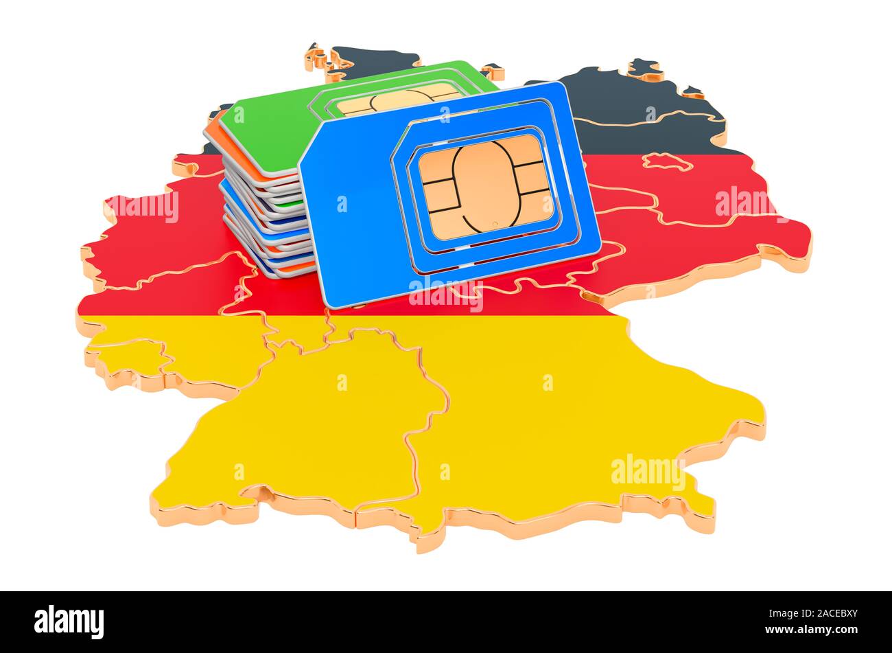 Sim cards on the German map. Mobile communications, roaming in Germany