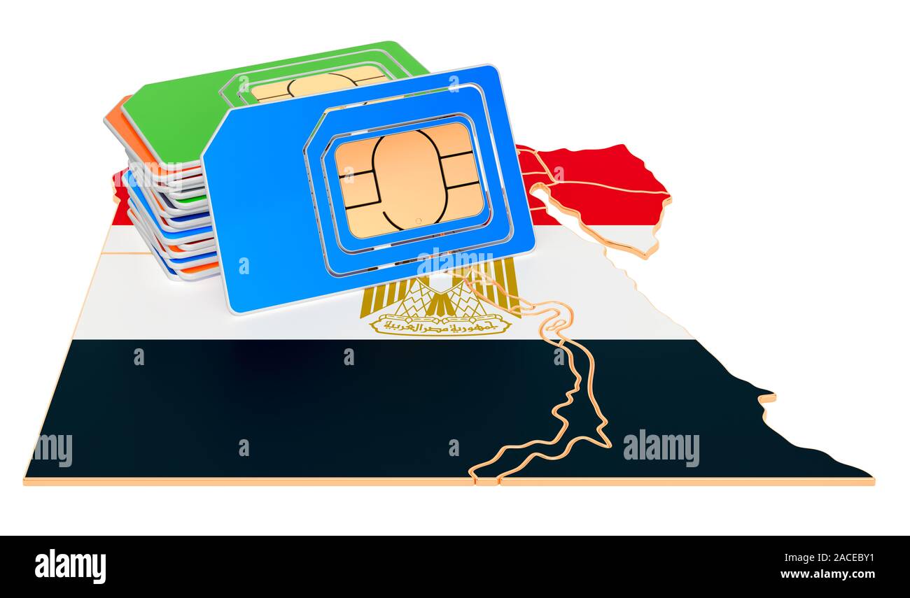 Sim cards on the Egyptian map. Mobile communications, roaming in Egypt