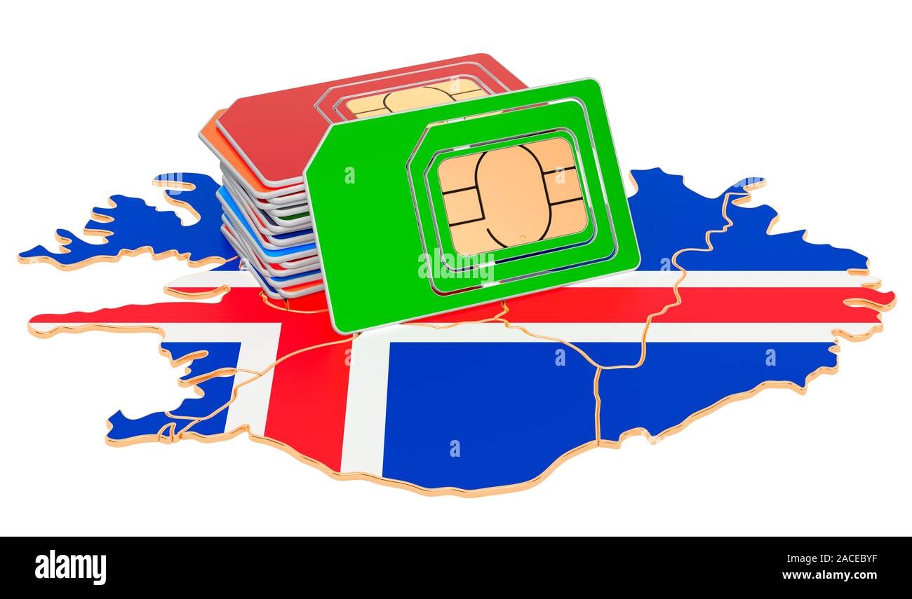 Sim cards on the Icelandic map. Mobile communications, roaming in