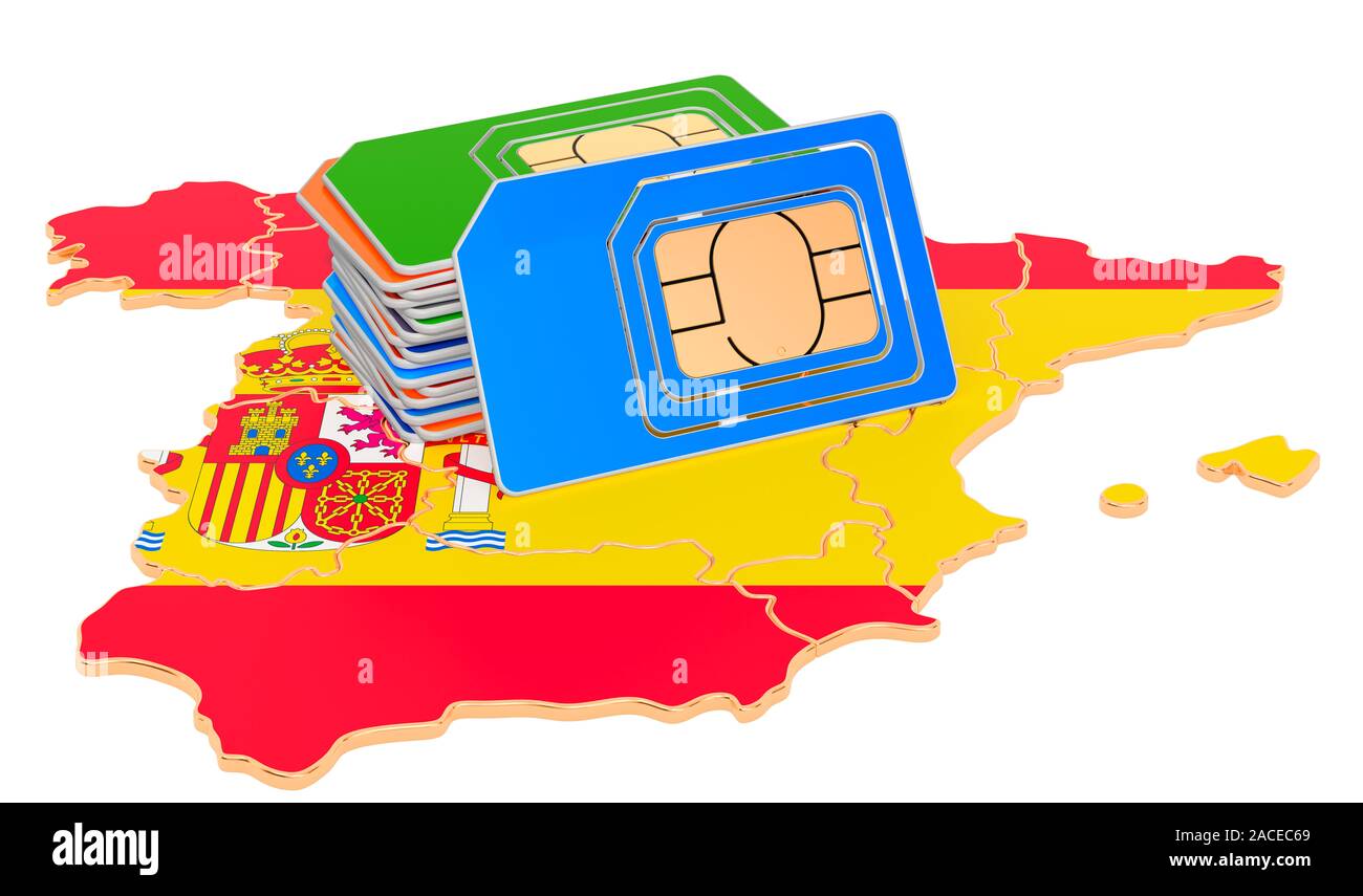 Sim cards on the Spanish map. Mobile communications, roaming in Spain