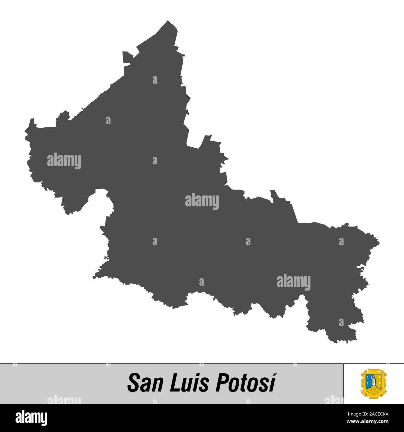 High quality map with flag state of Mexico - San Luis Potosi Stock Vector