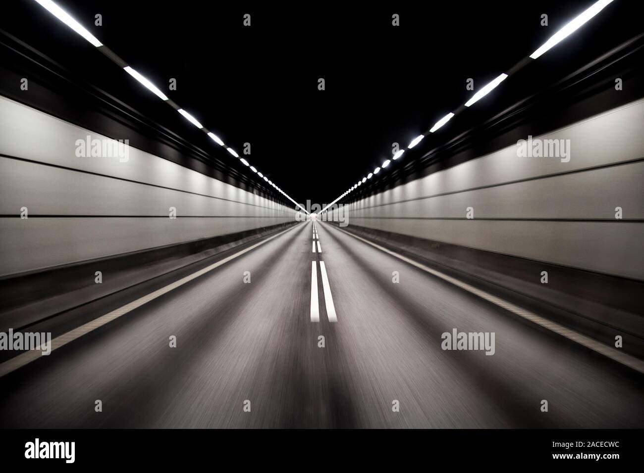 Road inside tunnel Stock Photo