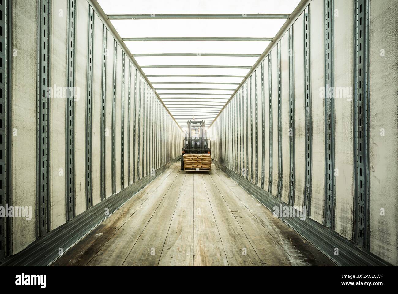 Forklift inside tunnel Stock Photo Alamy
