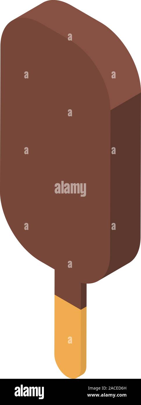 Chocolate popsicle icon, isometric style Stock Vector