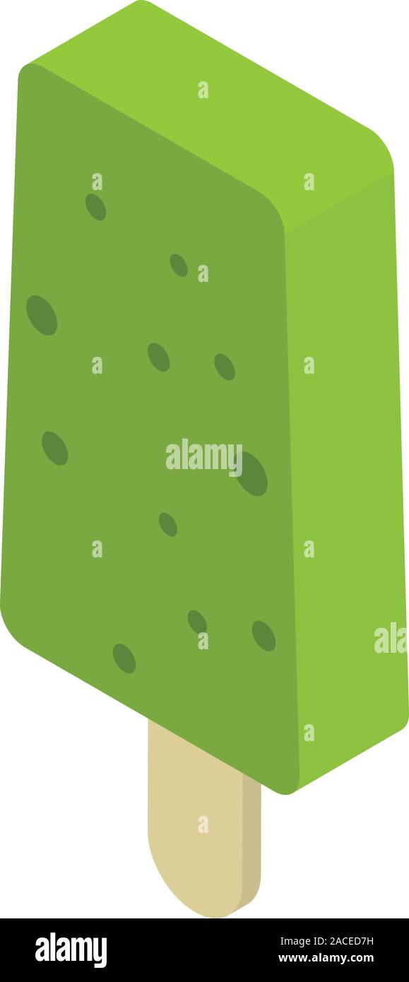 Green popsicle icon, isometric style Stock Vector