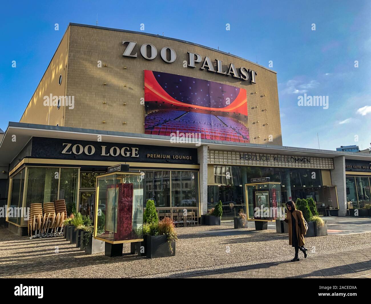 Berlin, Germany - Oct 9, 2019:  The front entrance to the Zoo Palast in Beriln Stock Photo