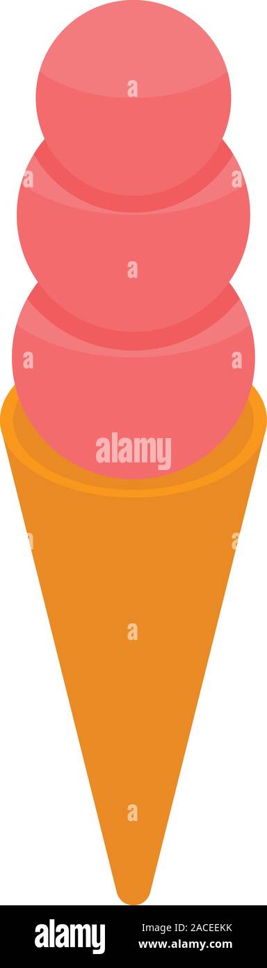 Fruit ice cream cone icon, isometric style Stock Vector
