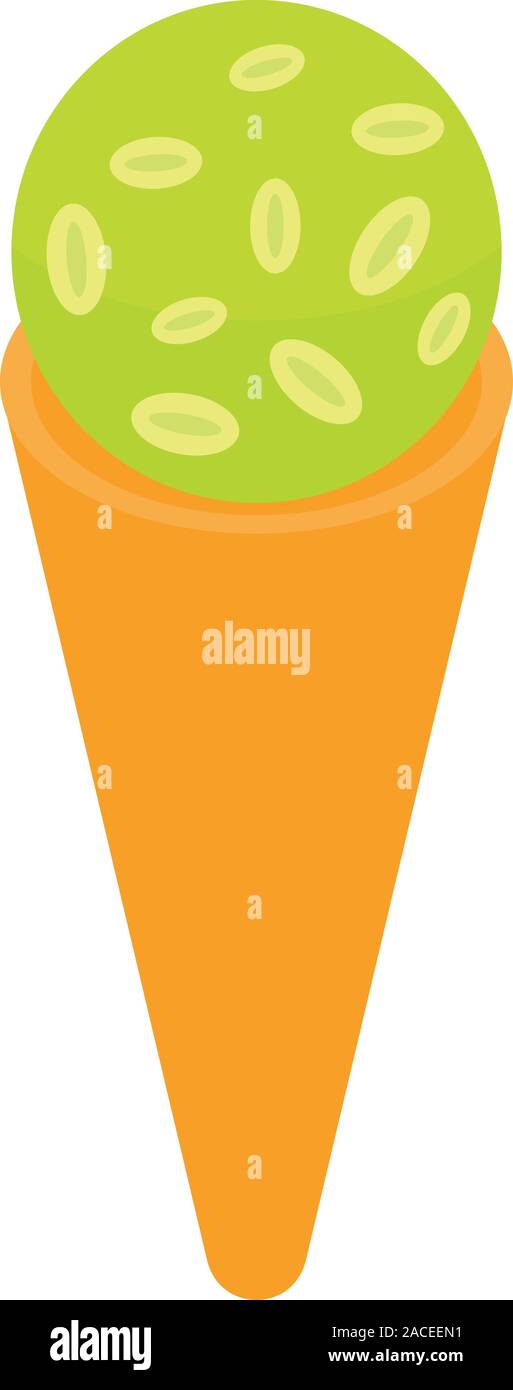 Green lime ice cream icon, isometric style Stock Vector