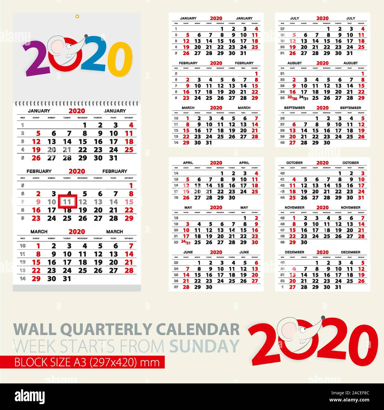 Quarterly Calendar Template from c8.alamy.com