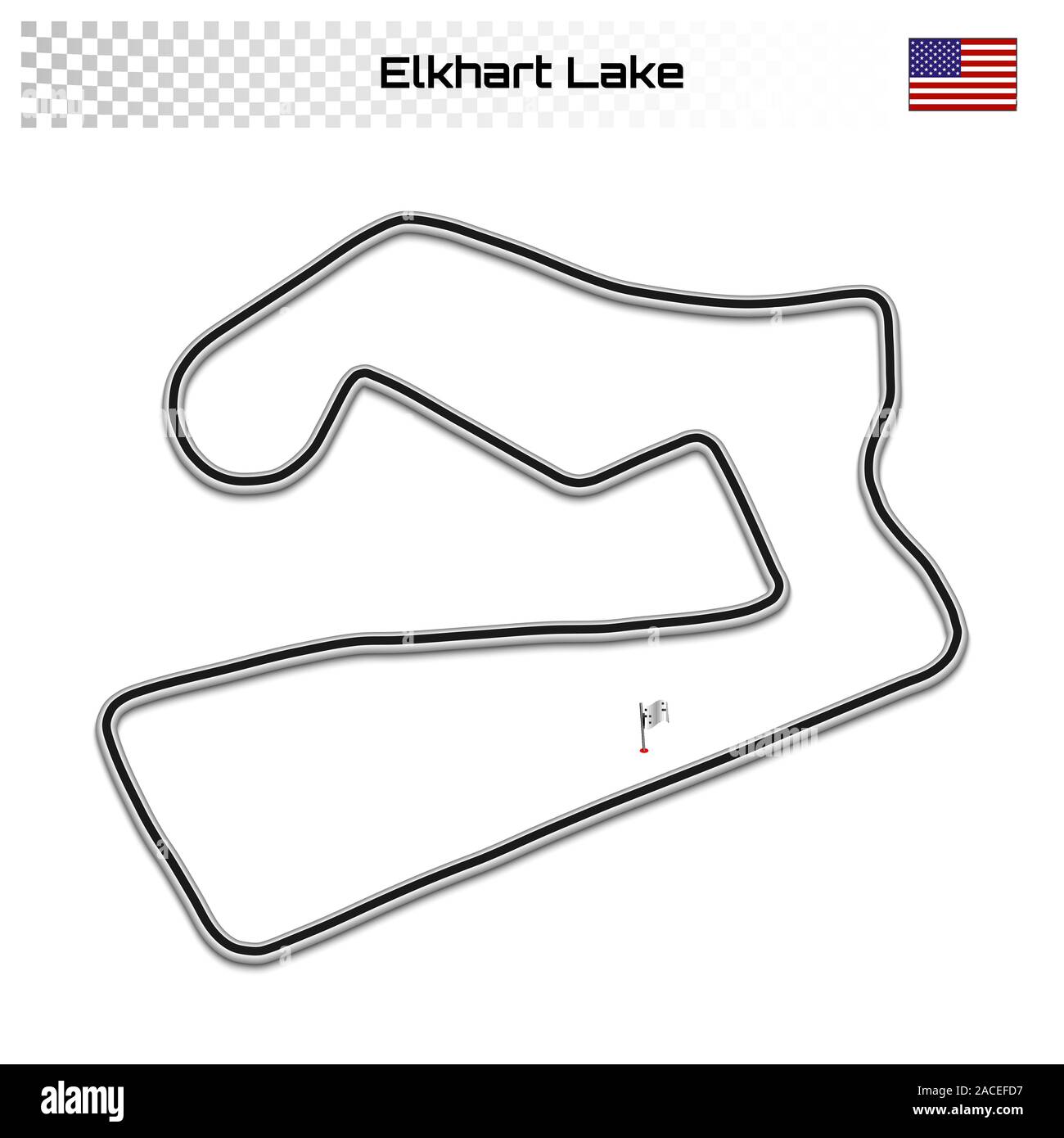 Elkhart Lake circuit for motorsport and autosport.American grand prix race track. Stock Vector