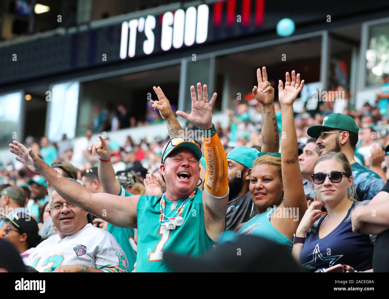 miami dolphins fans at a merchandise store trailer at sun life stadium miami  florida usa Stock Photo - Alamy