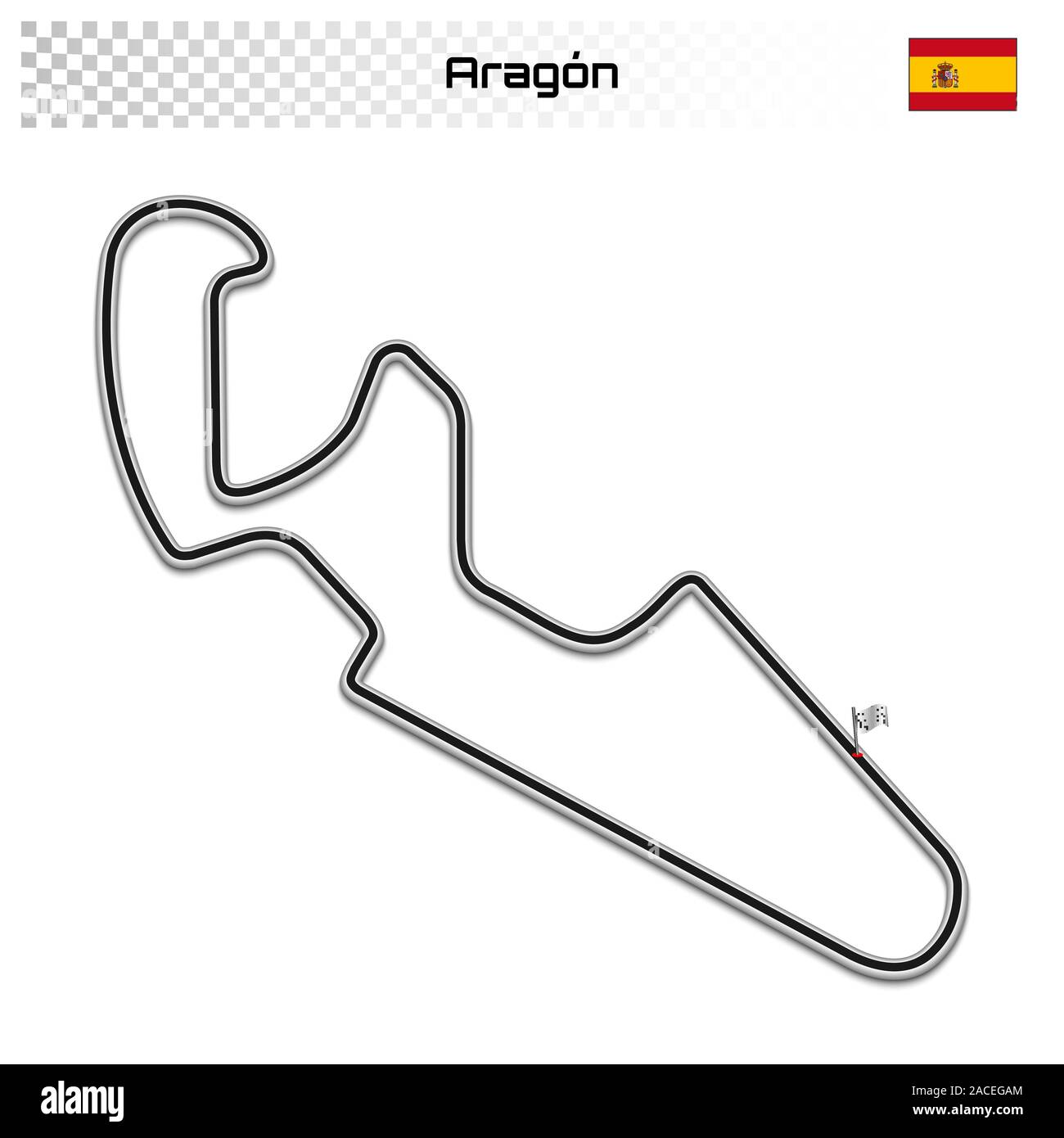 Aragon circuit for motorsport and autosport. Spanish grand prix race track. Stock Vector