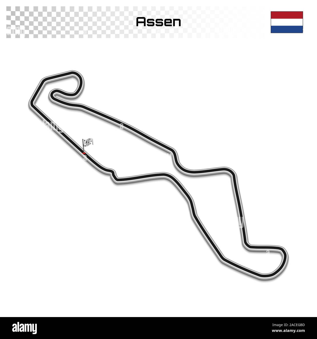 Assen circuit for motorsport and autosport. Dutch grand prix race track. Stock Vector