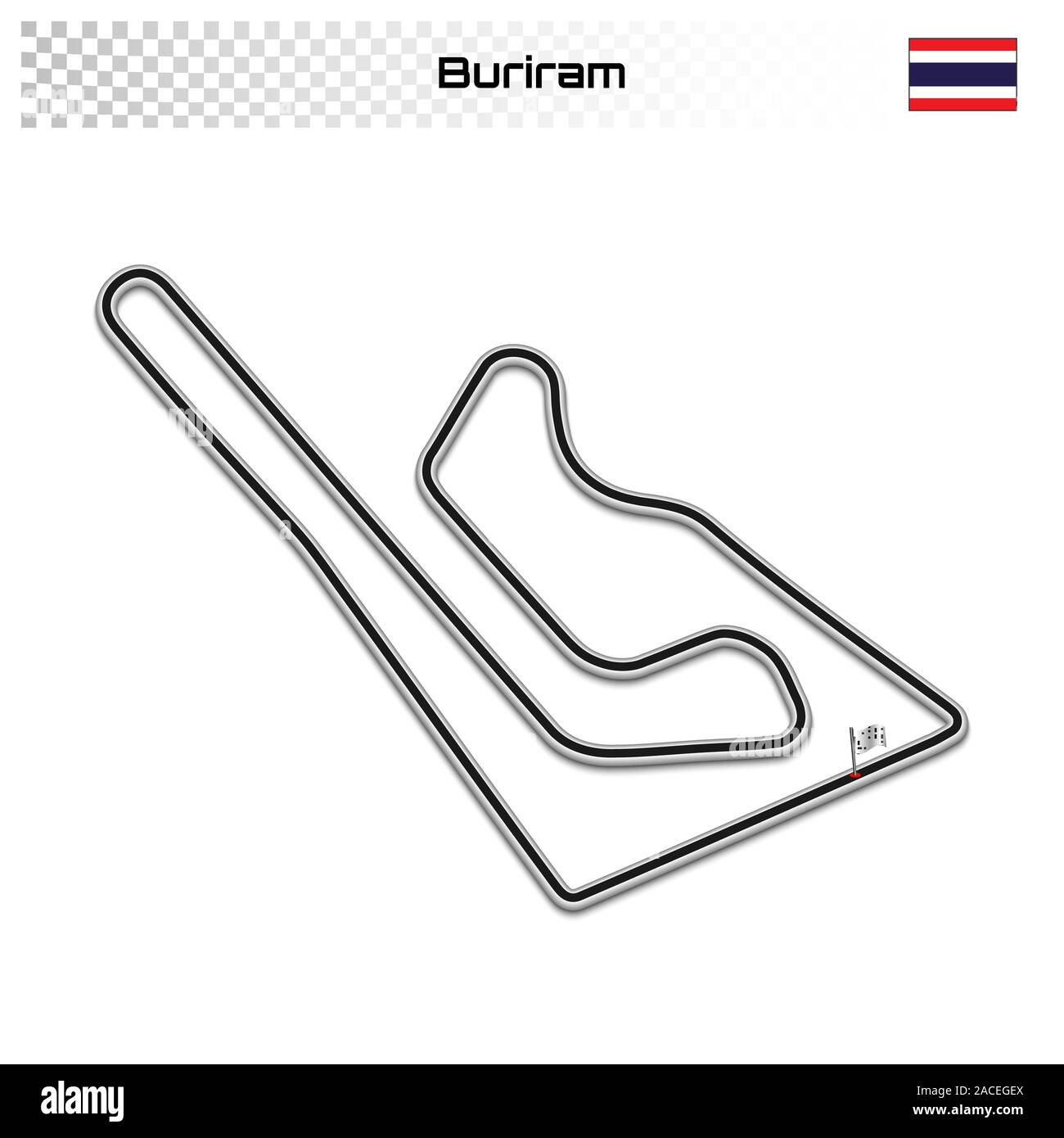 Buriram circuit for motorsport and autosport. Thailand grand prix race track. Stock Vector