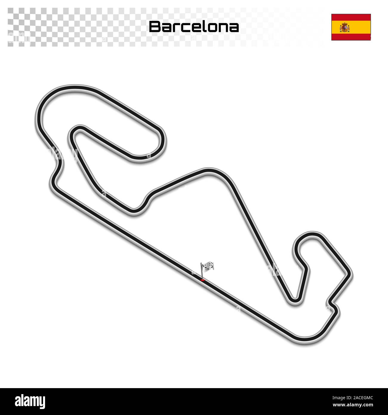 Barcelona circuit for motorsport and autosport. Spanish grand prix race track. Stock Vector