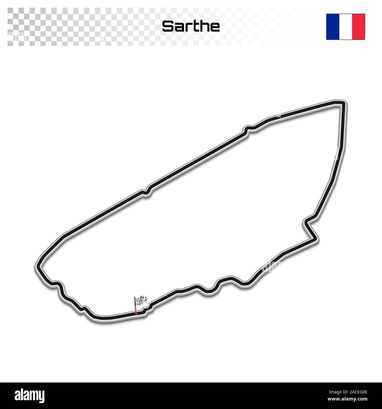 Sarthe circuit for motorsport and autosport. French grand prix race track. Stock Vector