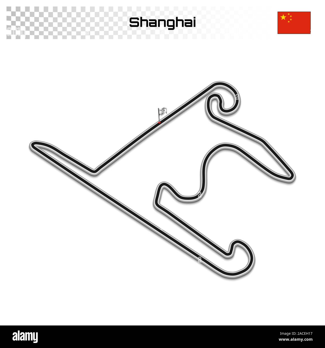 Shanghai circuit for motorsport and autosport. Chinese grand prix race track. Stock Vector
