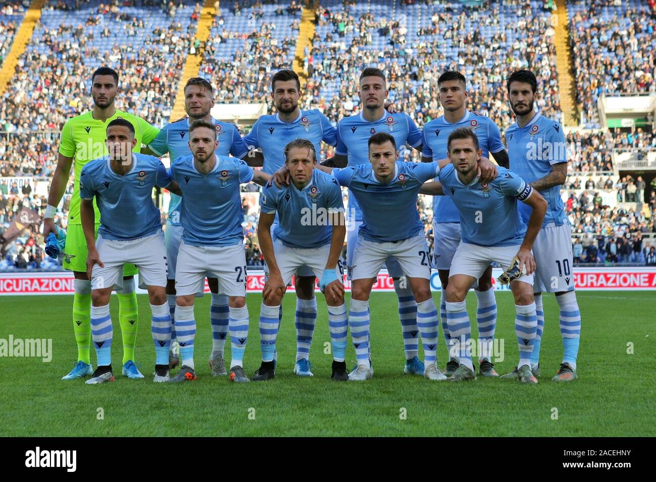 Lazio team poses before the Italian championship Serie A football match between SS Lazio and Udinese Calcio on December 1, 2019 at Stadio Olimpico in Rome, Italy - Photo Federico Proietti/ESPA-Images Stock Photo
