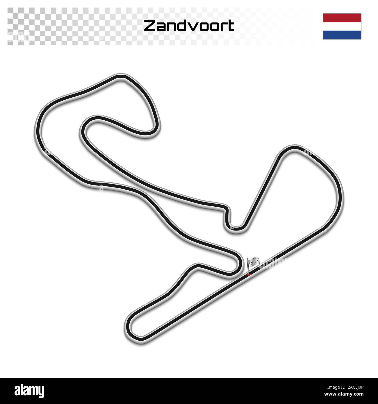 Zandvoort circuit for motorsport and autosport. Dutch grand prix race track. Stock Vector