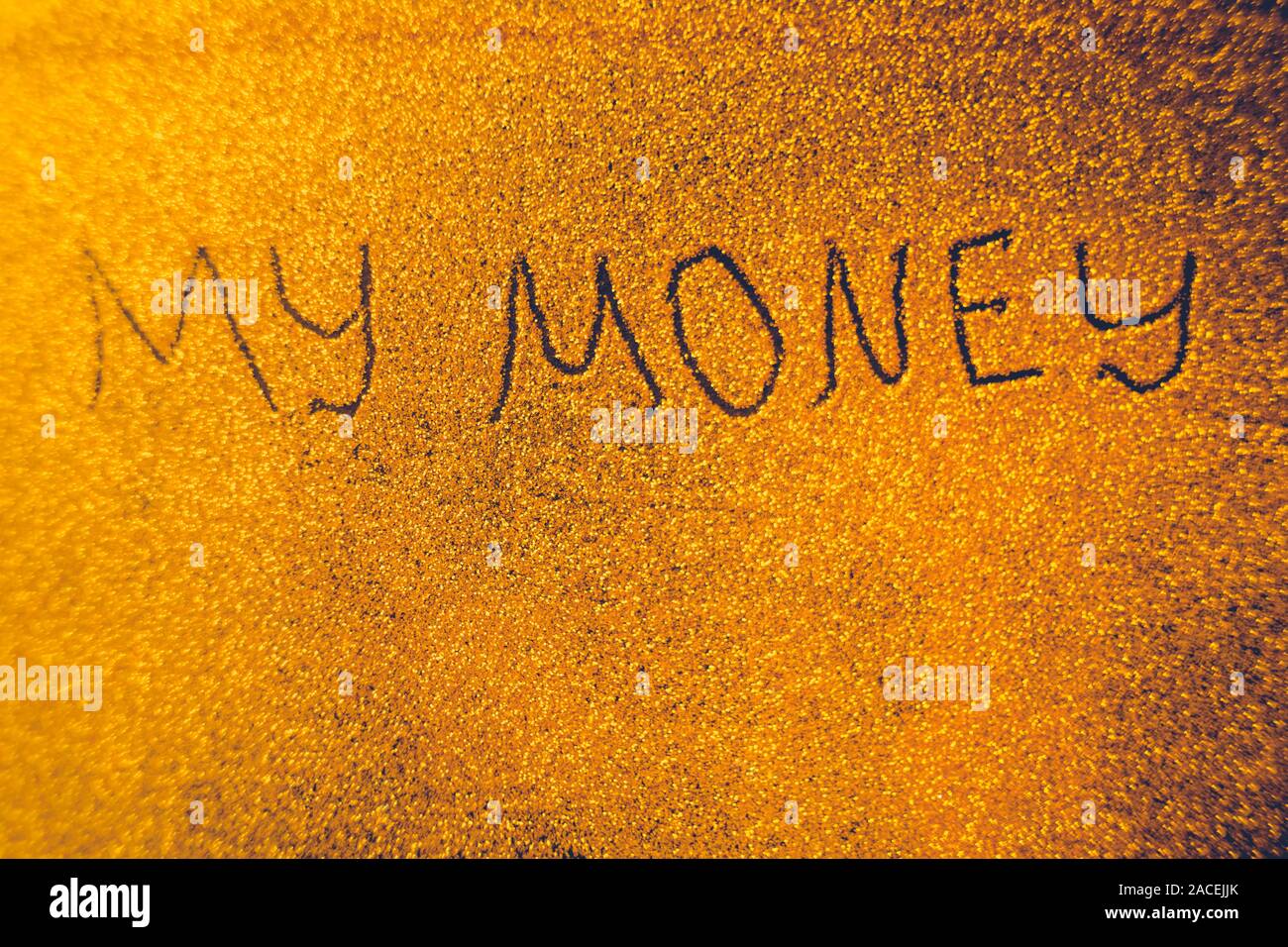Text My Money on golden rich shiny background. Stock Photo