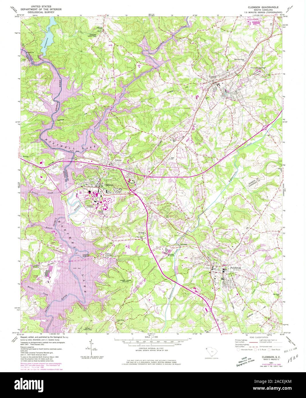 Map of clemson south carolina hires stock photography and images Alamy