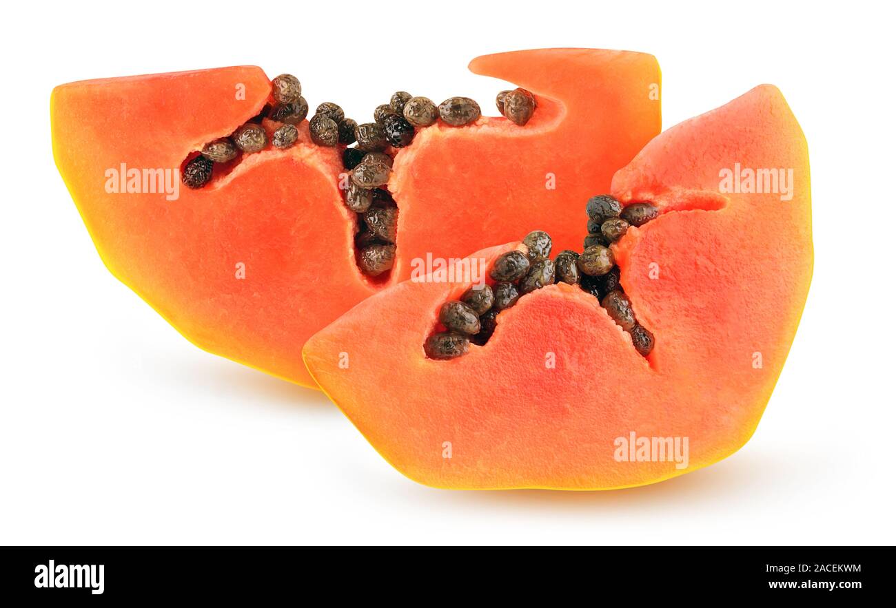 TWO pieces of sweet orange and one piece of Papaya isolated on white  background 9695160 Stock Photo at Vecteezy