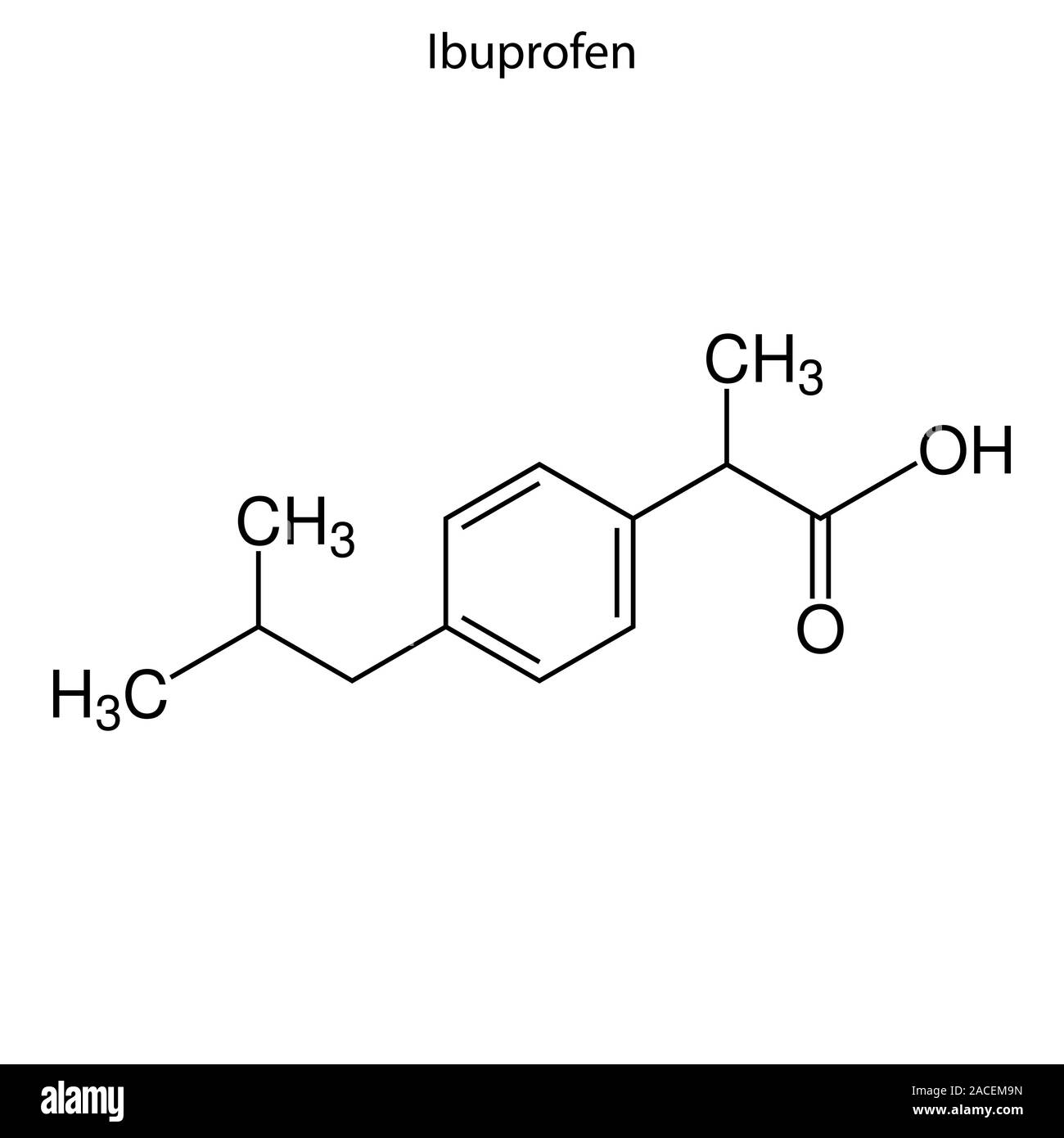 Skeletal formula of Ibuprofen. Chemical molecule Stock Vector Image & Art -  Alamy