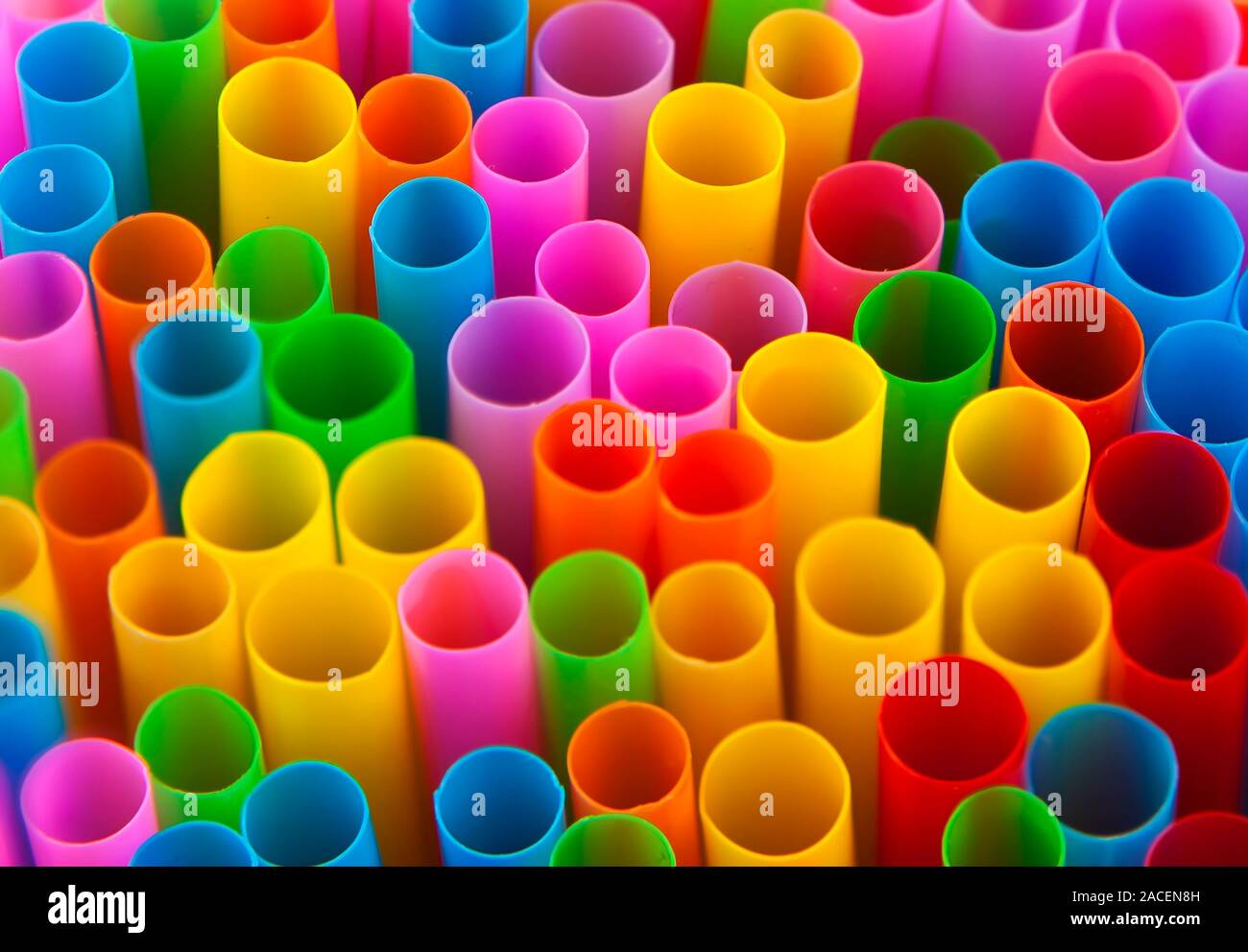 Conceptual image showing colourful drinking straws in macro Stock Photo