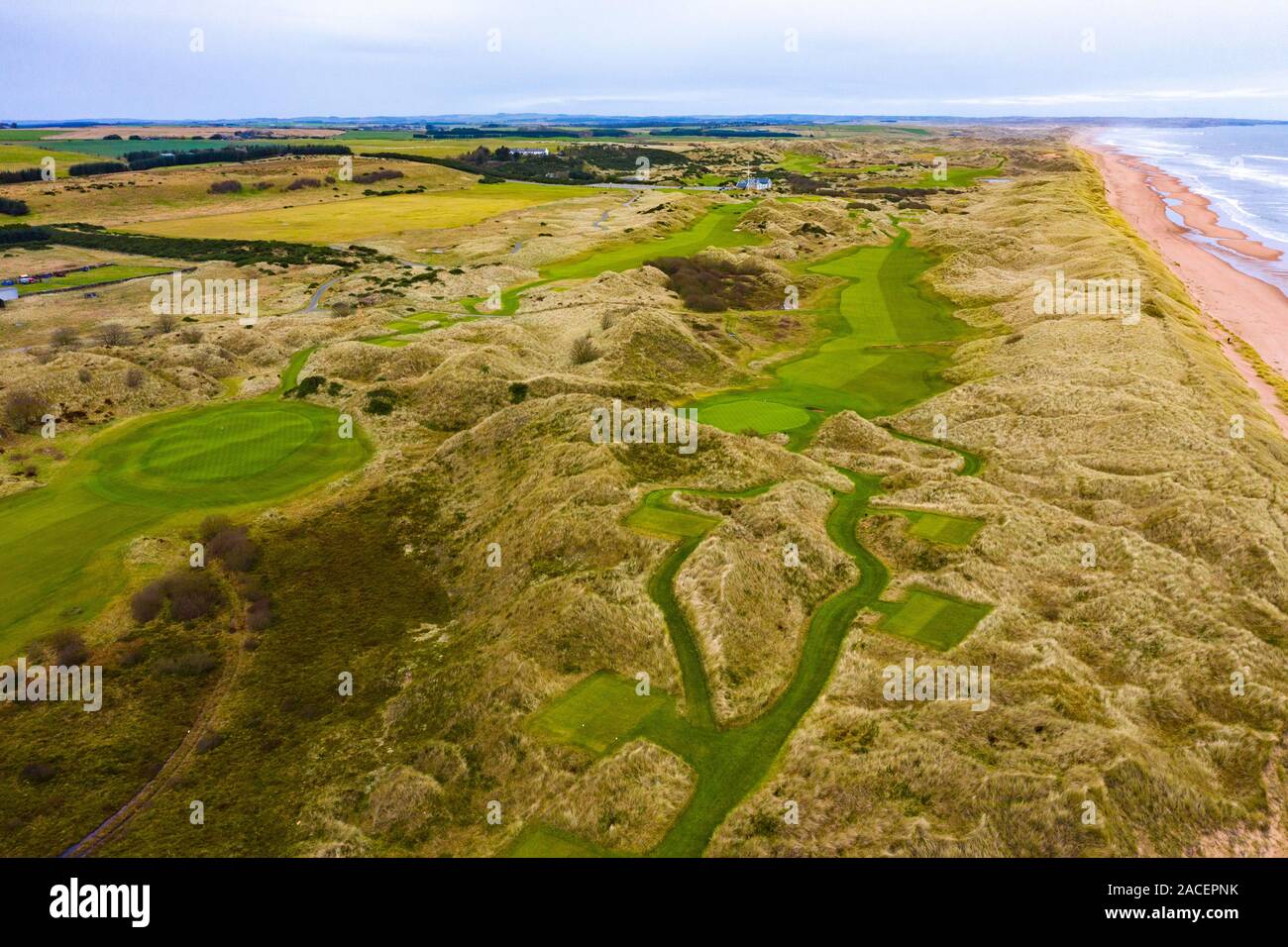 Aerial view of Trump International Golf Links golf course at Belmedie
