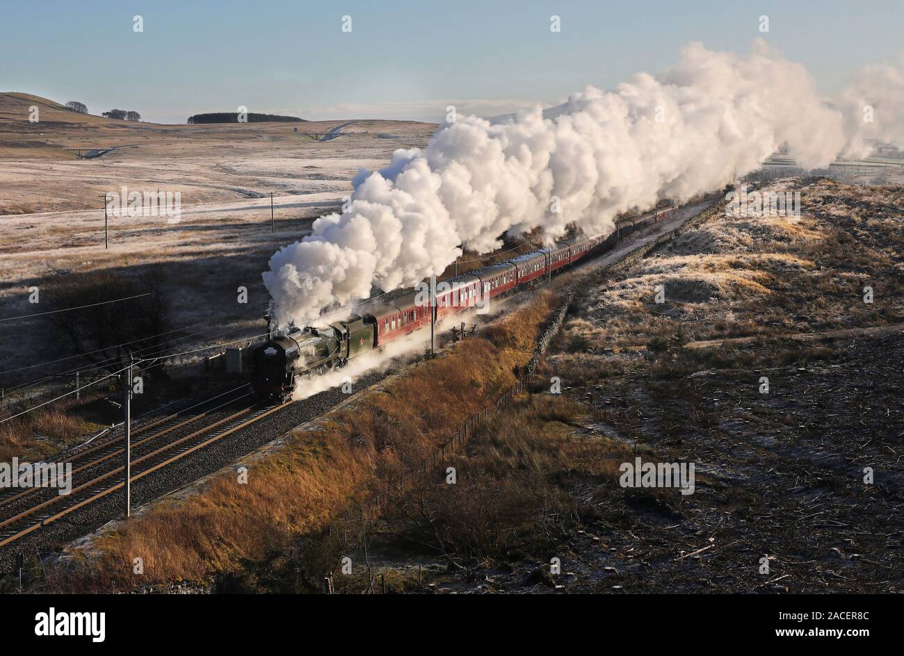 35018 British India Lines heads up Shap with a Santa Special to Carlisle. Stock Photo