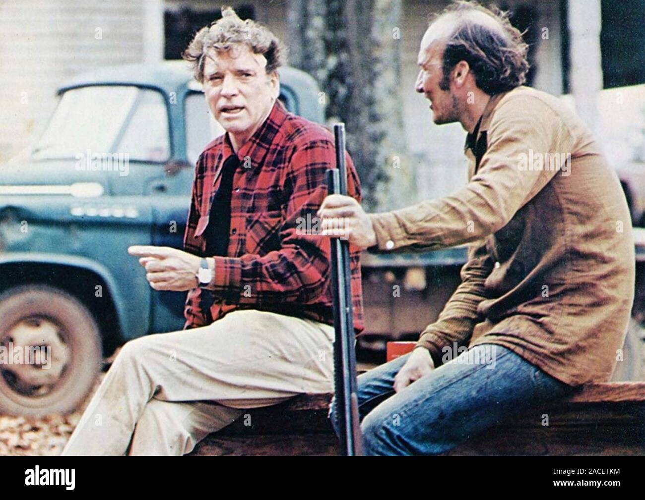 THE MIDNIGHT MAN 1974 Universal Pictures film with Burt Lancaster at left and Ed Lauter Stock Photo